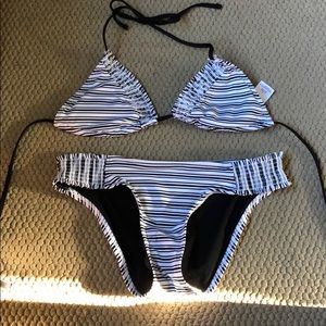 two piece black and white bikini